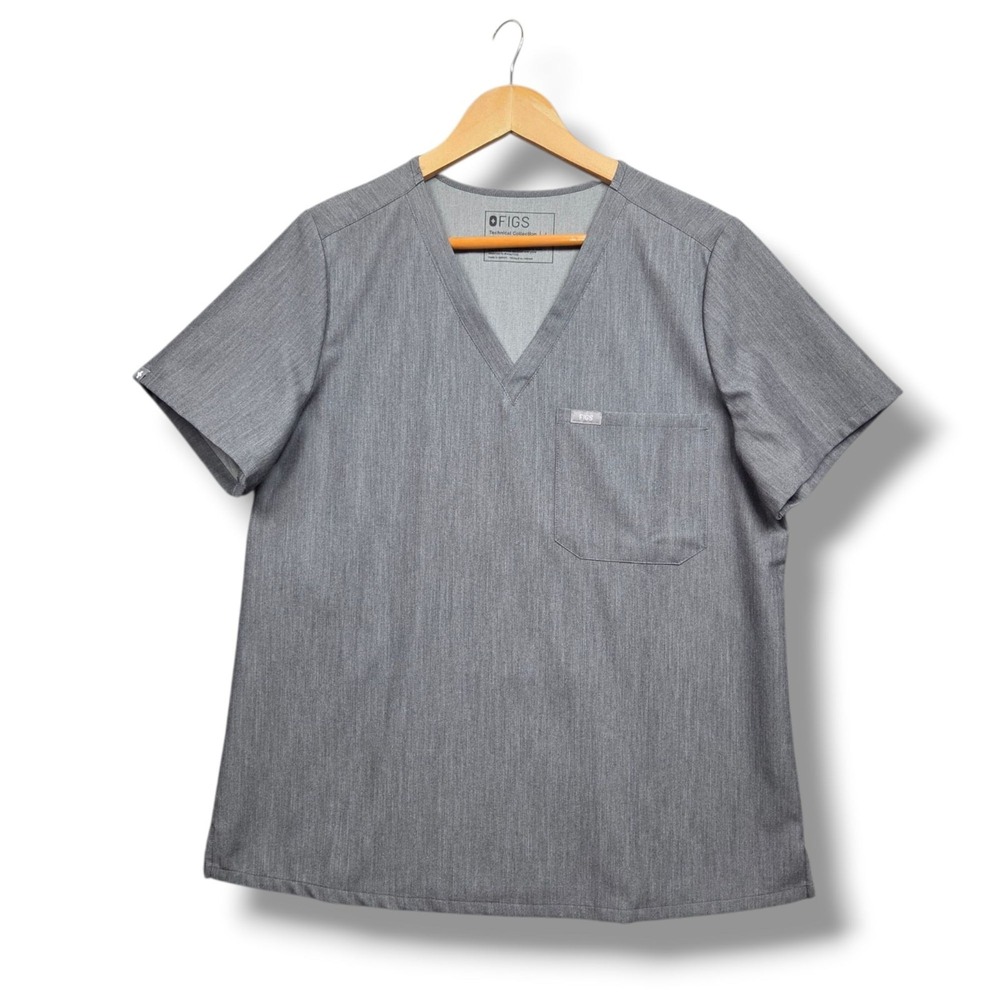 Figs Catarina One Pocket Scrub Top Womens Large Gray FW1000